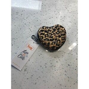NWT lug cheetah print heart pouch